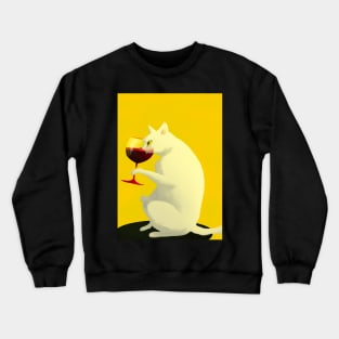 Cat with Wine Crewneck Sweatshirt